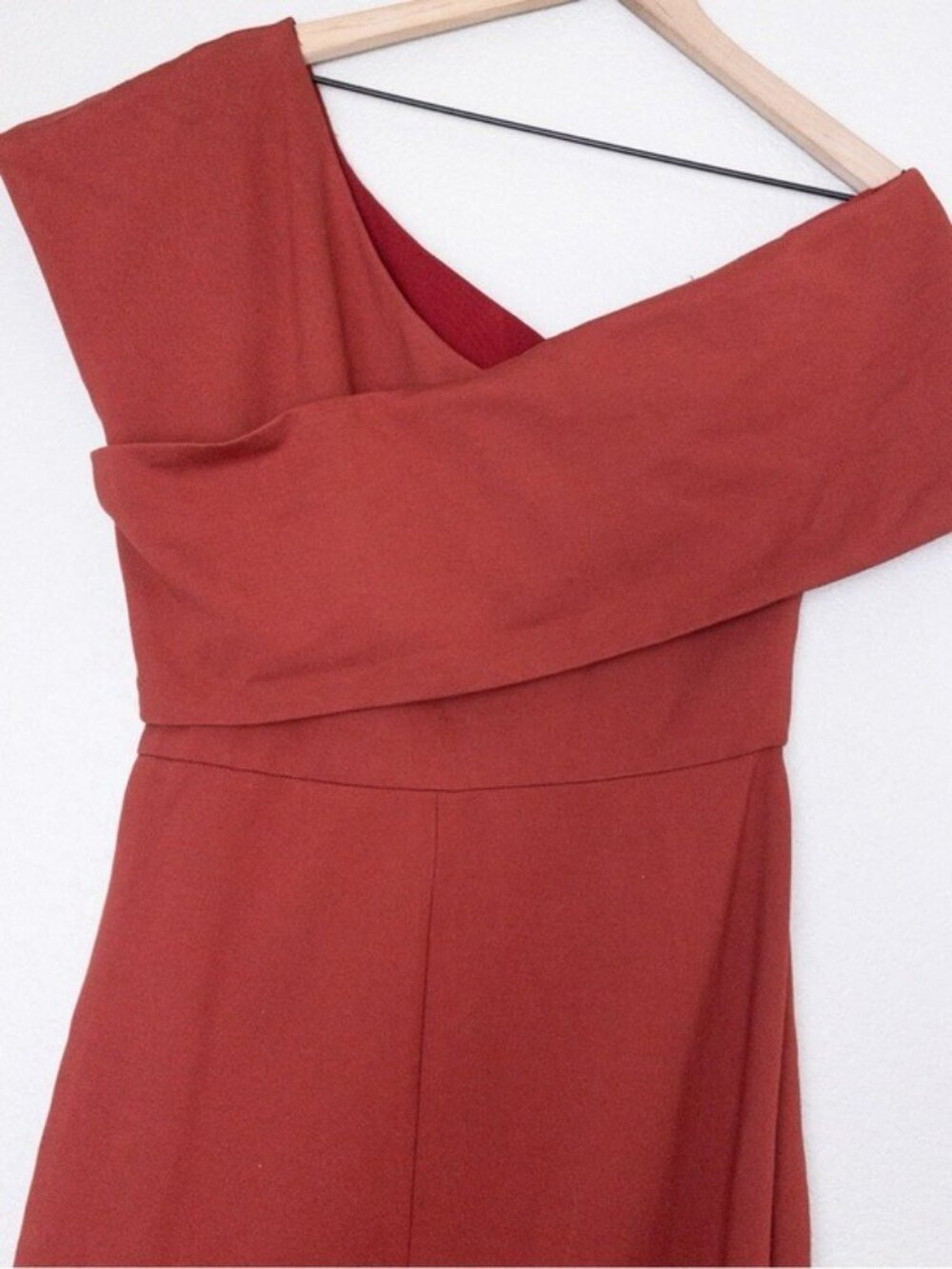Elliatt Popover Gown XL Rust One Shoulder Evening Dress Maxi Sheath Ponte - Picture 10 of 13